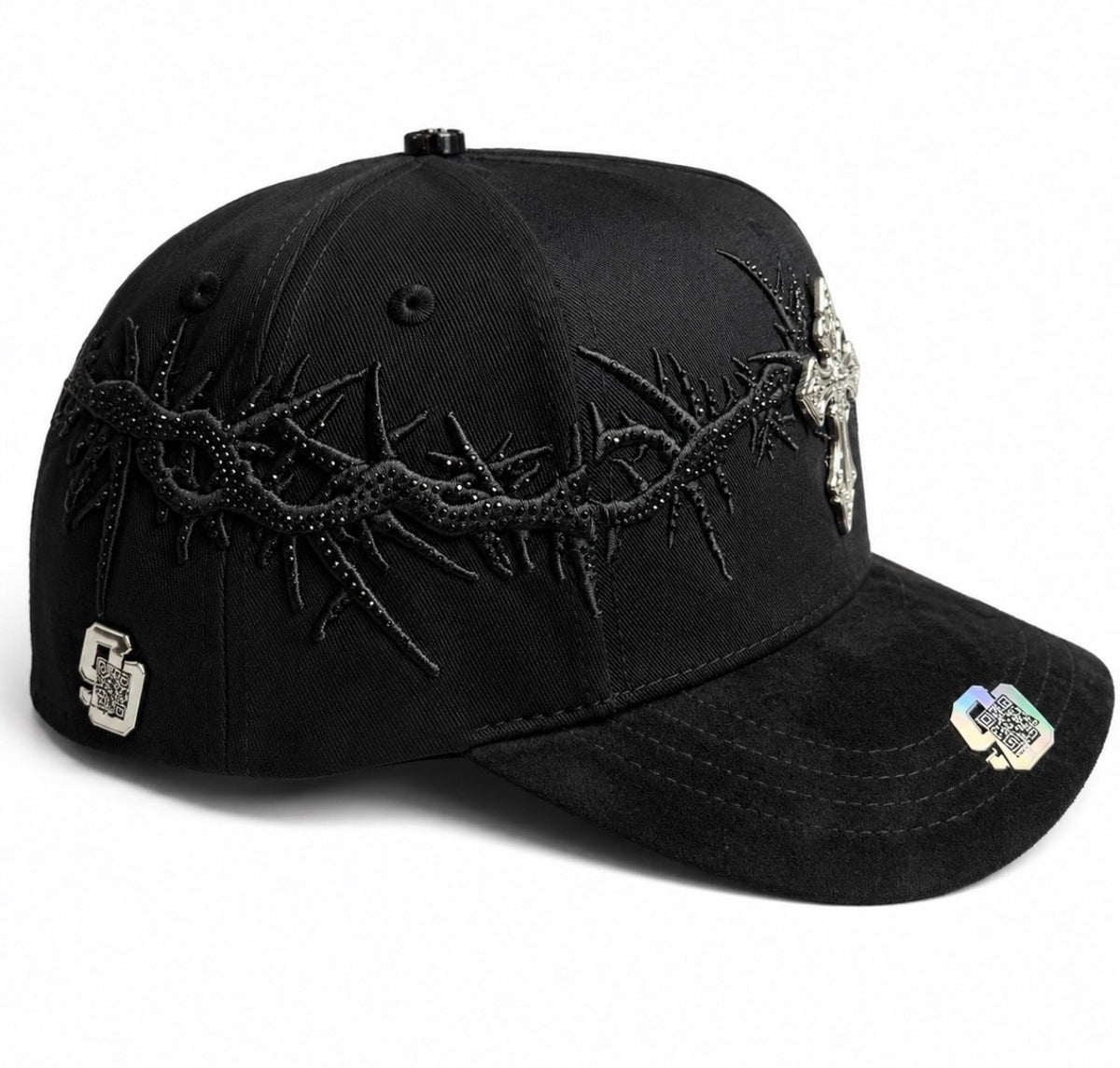 Crown of Thorns Cross – Black / Silver