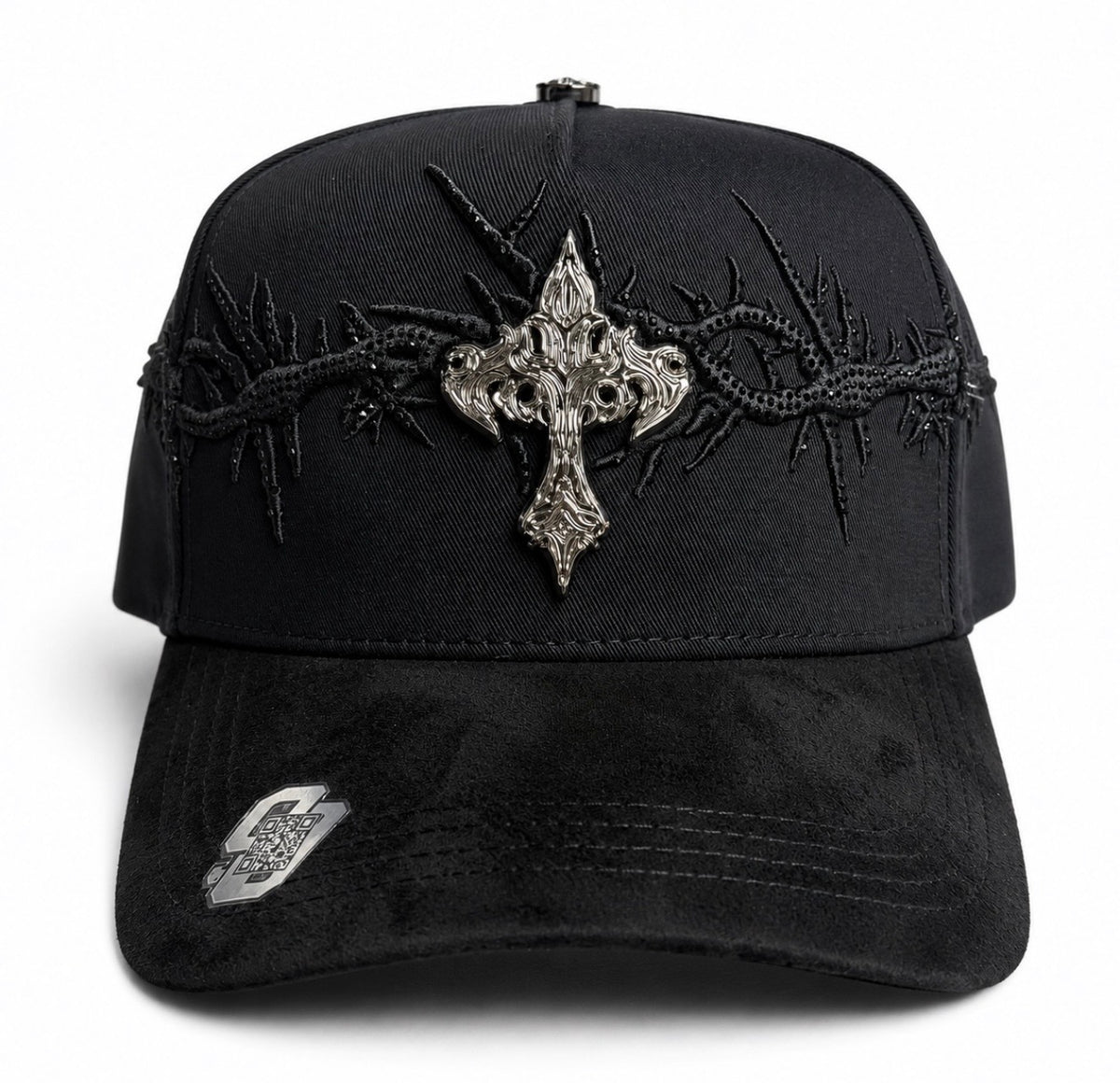 Crown of Thorns Cross – Black / Silver